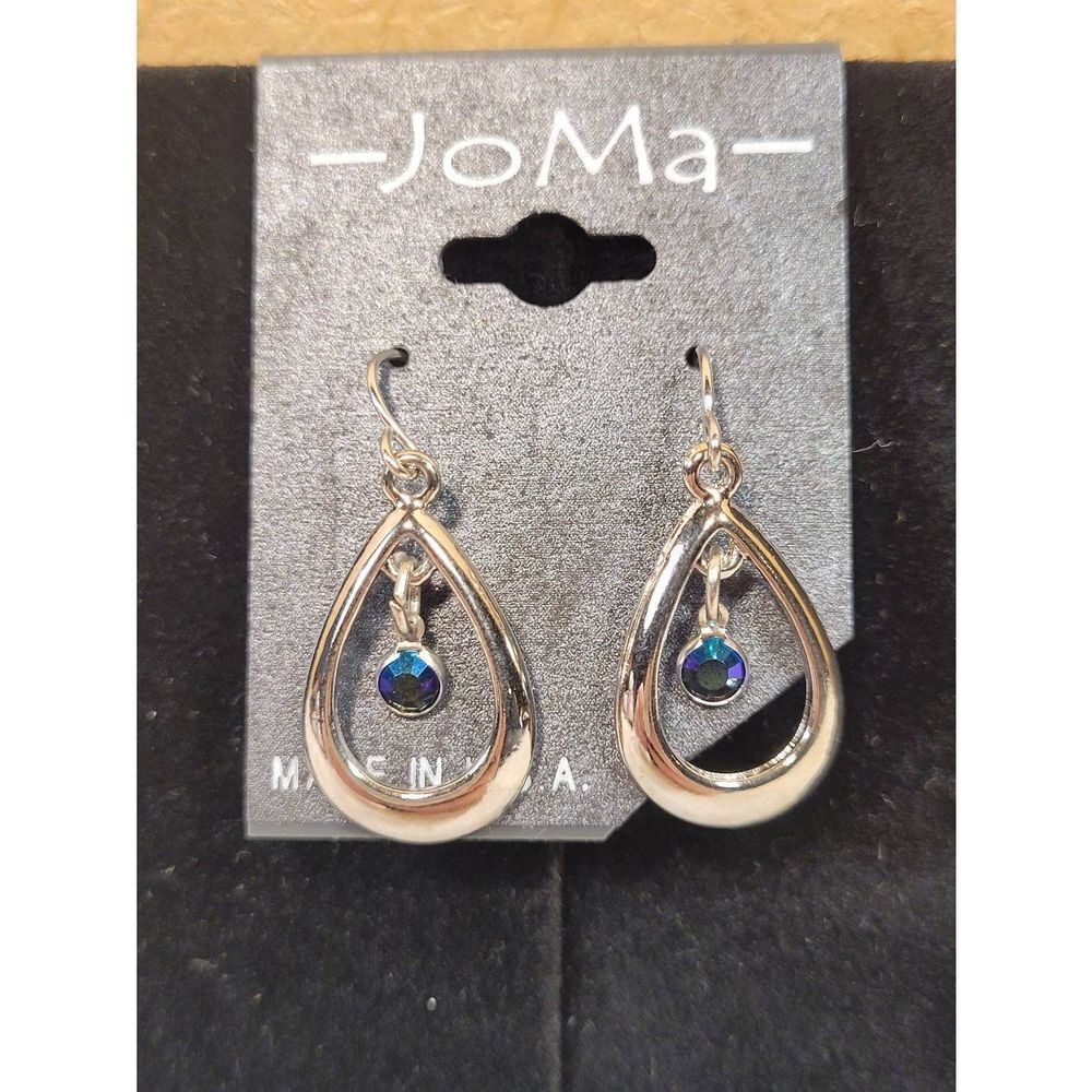 (3 for $15) Joma Silvertone w/ Blue Australian Crystal Dangle Earrings- NEW